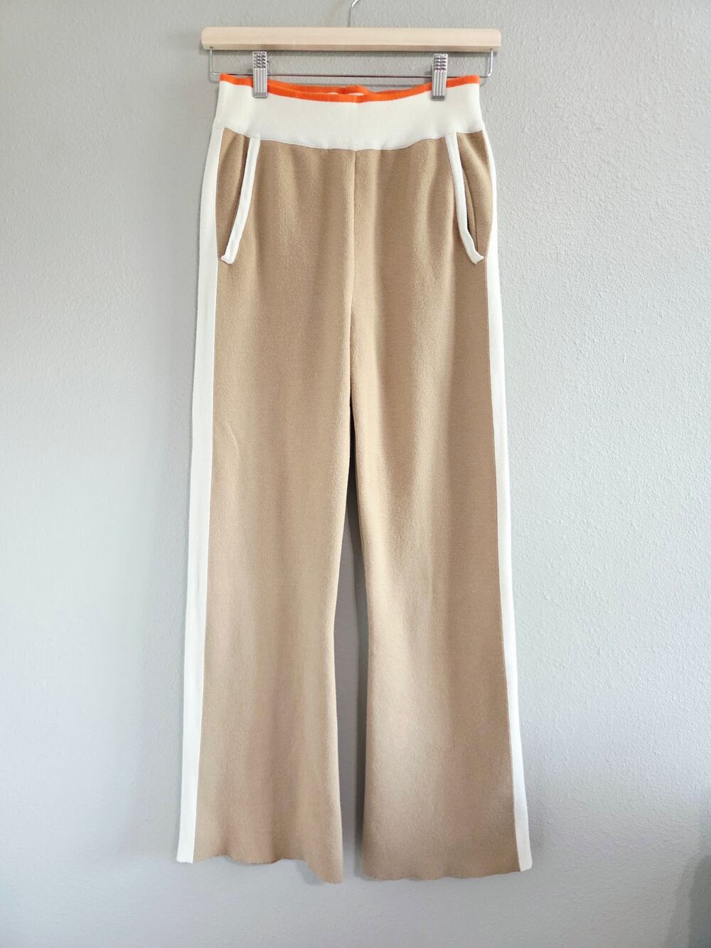 Cordova Après-Sport Merino Wool Blend Flare Pants Latte Multi White Orange Sz XS